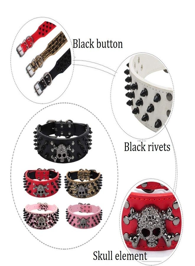 ETOPARS Skull Rivet Pet Collar, Skull Adjustable with Spike Rivets Crocodile Leatherette Dog Collar, Collars for Large Medium and Small Dog - Image 2